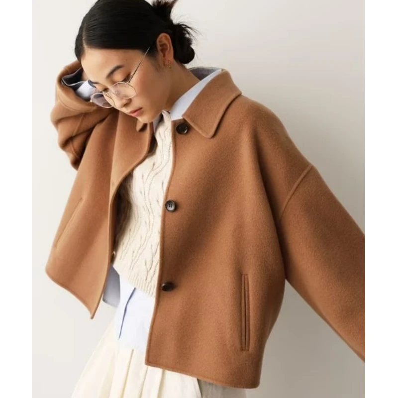 【强哥外贸】 秋冬上新 B 全手工气质百搭翻领全羊毛外套