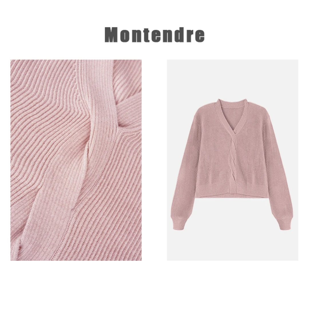 【Montendre】秋冬新款 A 纽绳设计气质百搭套头针织衫女士