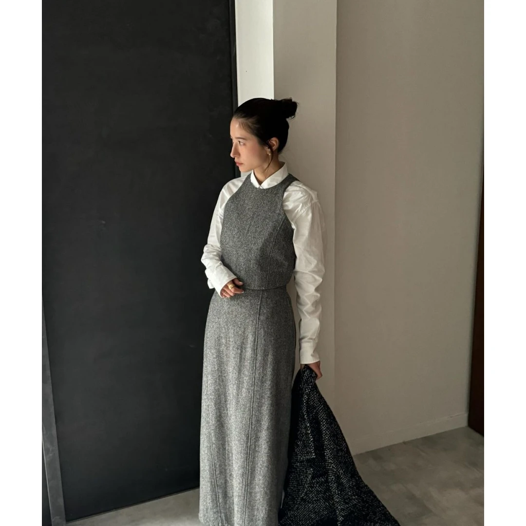 【强哥外贸】广濑铃联名款 松本 三穿背心直筒半身裙两件套