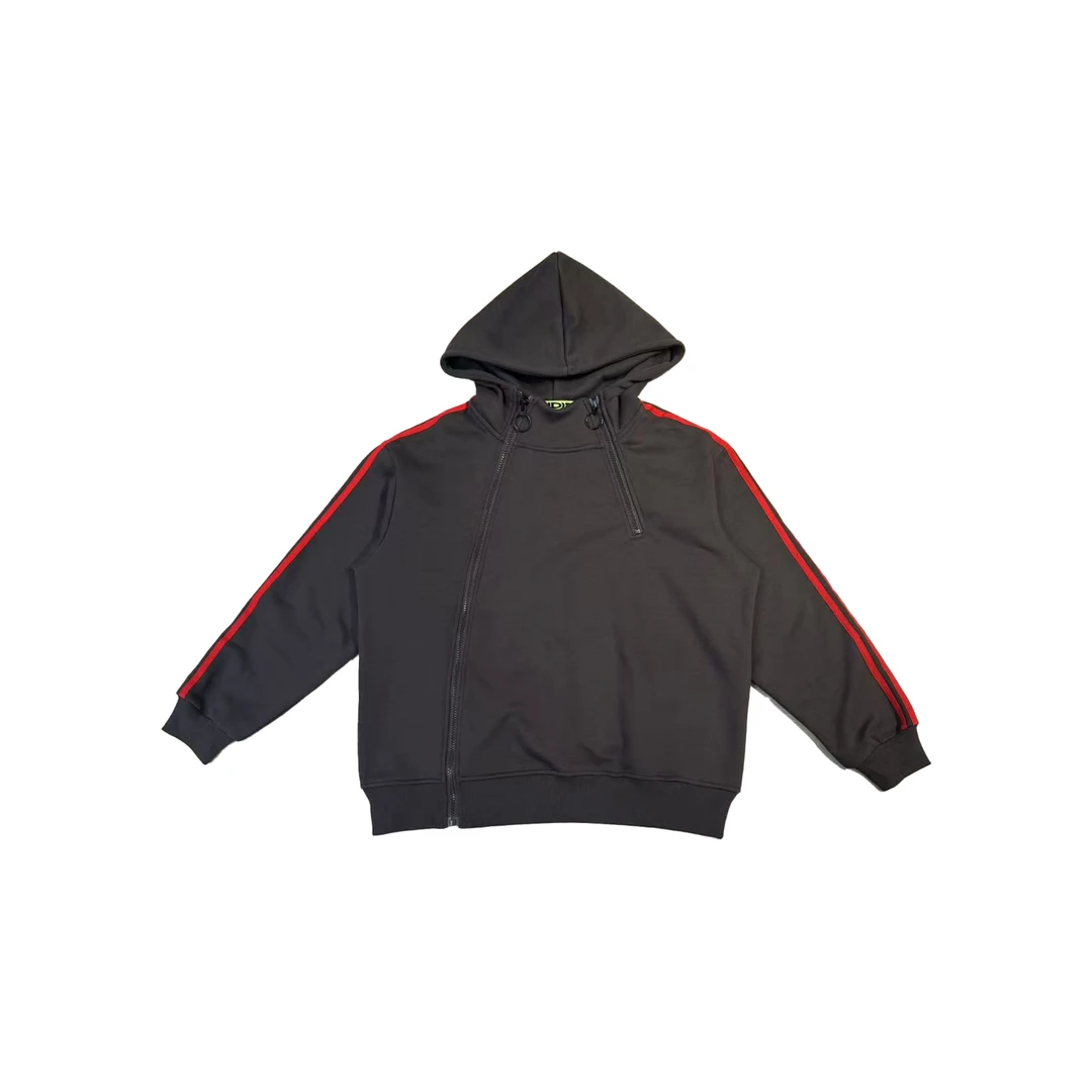 2024年早秋新款休闲潮牌纯色双拉链连帽卫衣7332