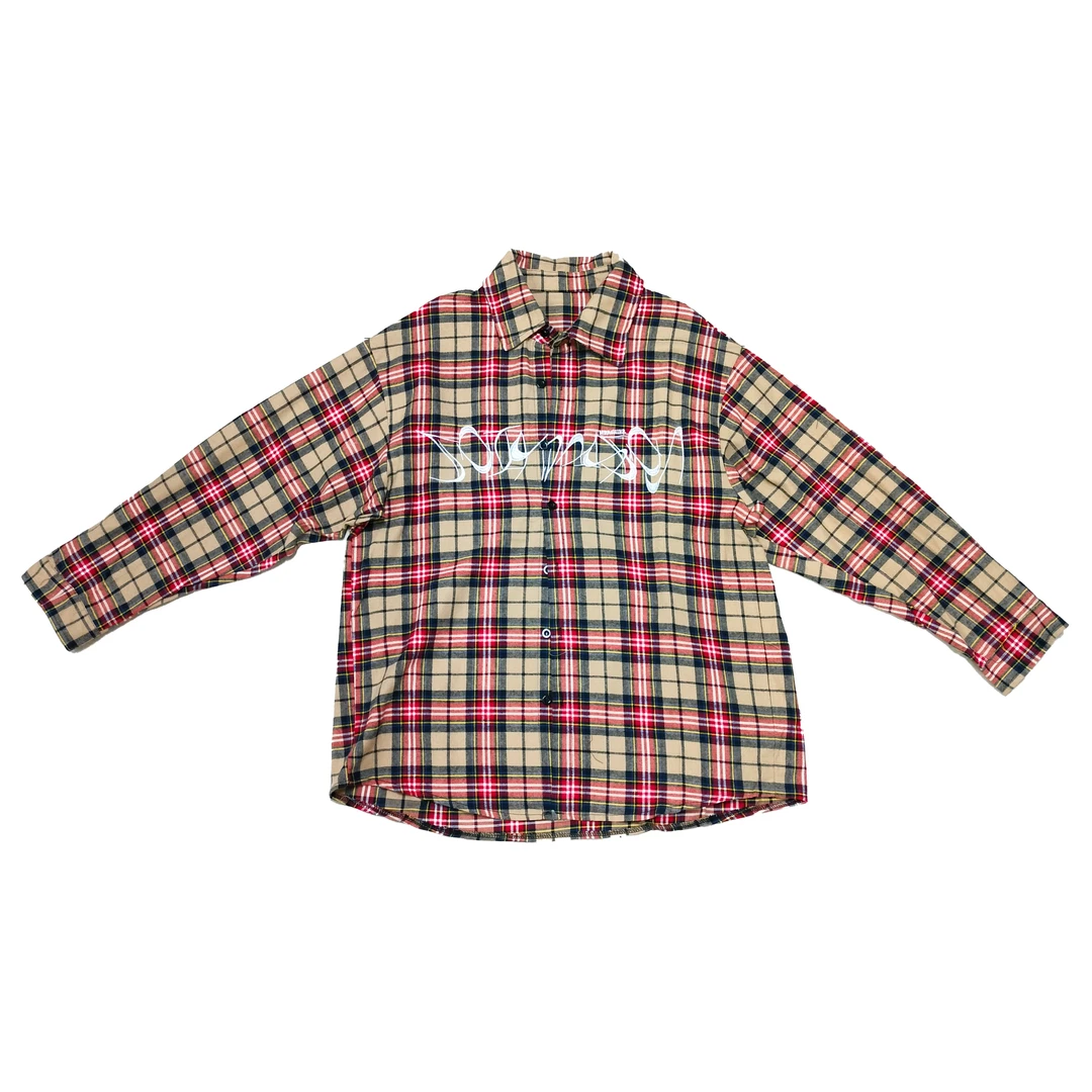 2024夏季新款休闲宽松百搭长袖格子衬衫外套5219