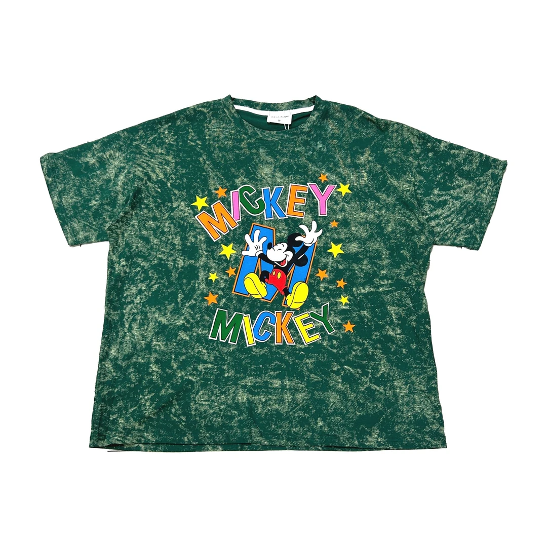 2024秋季新款宽松百搭时卡通印花扎染短袖T恤6729