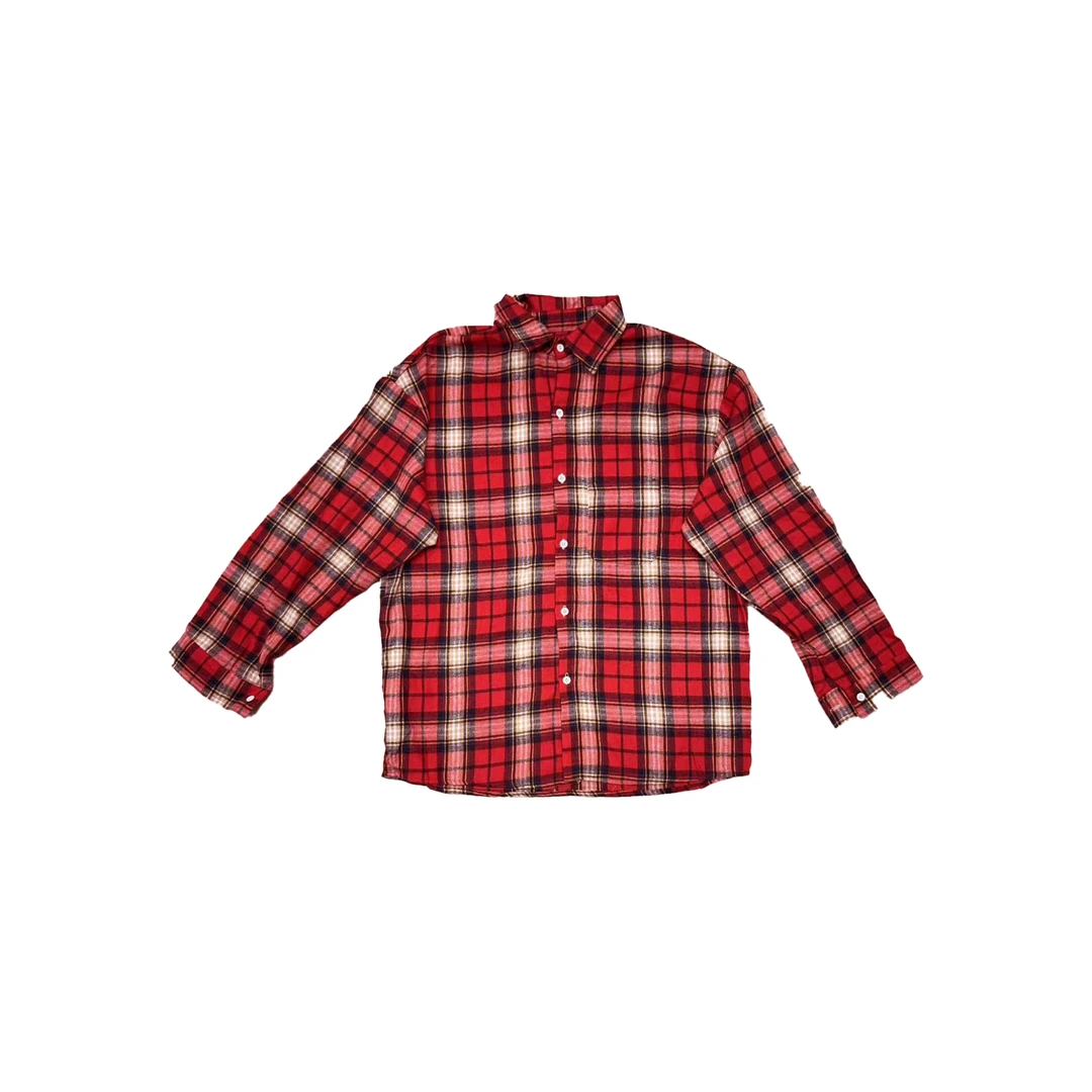 【蟹蟹专属】2024夏季新款休闲宽松百搭做旧长袖格子衬衫外套7001