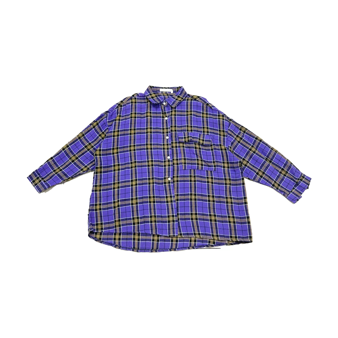 2024夏季新款休闲宽松百搭长袖格子衬衫外套5020