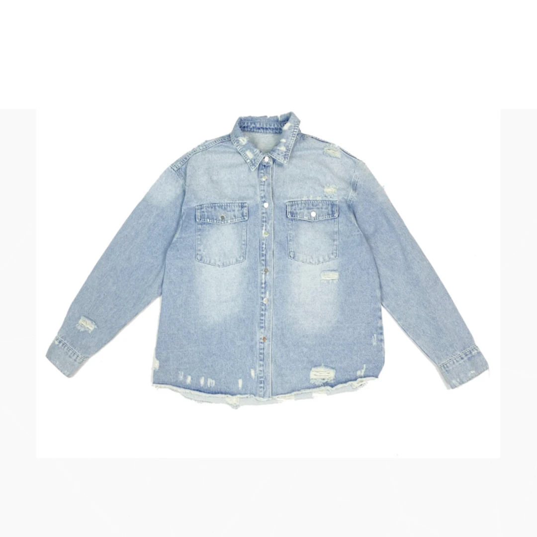 【伊人风尚服饰推荐】2024年春季新款潮牌做旧牛仔外套2338