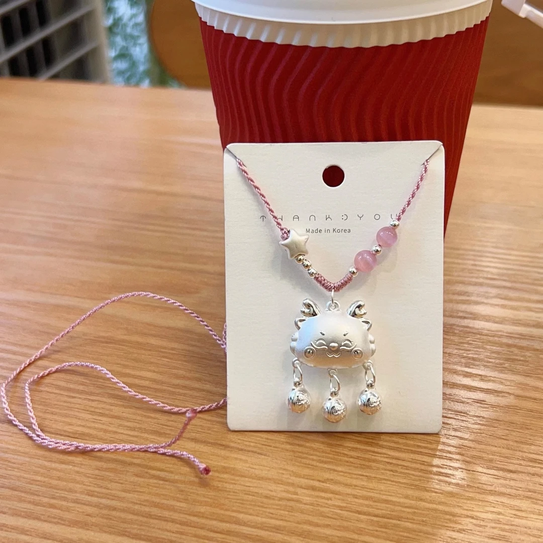 吊坠足银 足银999.9吊坠饺子龙少女心精致纯手工编织时尚百搭