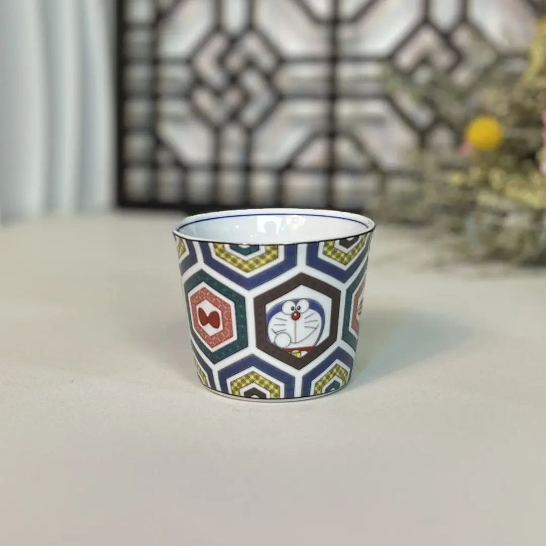 【闪购商品】T116九谷名作五芒星哆啦A梦联名陶瓷茶杯猪口杯