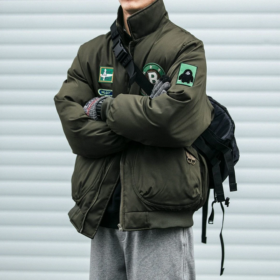 美式复古棒球服棉衣棉服外套2023冬季新款宽松加厚飞行员棉袄男女