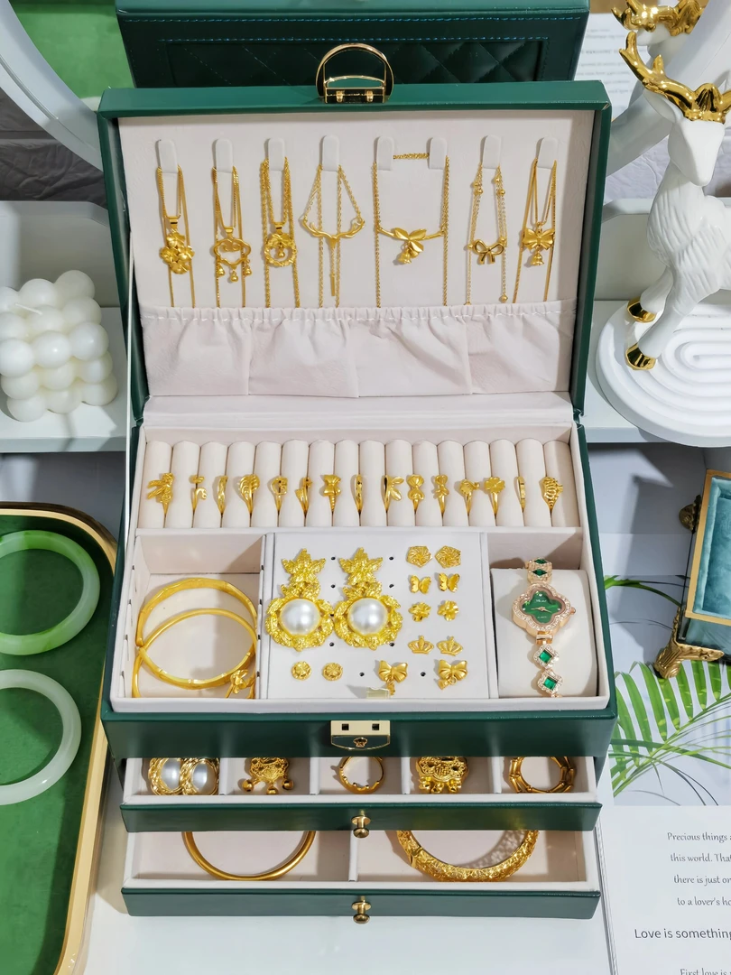 带锁首饰收纳盒防氧化大容量高档项链大容量大容量收纳盒高档精致