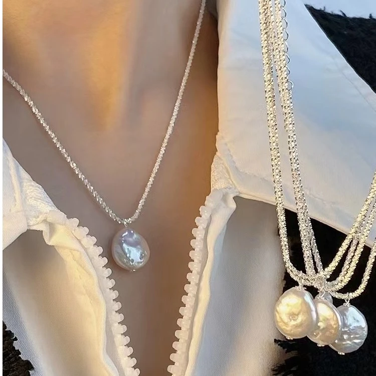 波光粼粼不规则女简约时尚个1百搭锁骨链明星同款耳环