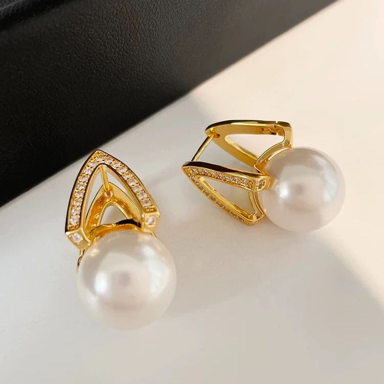 铜合金仿珍珠耳饰 赵露思明星同款时尚ins法式耳环气质耳坠气质