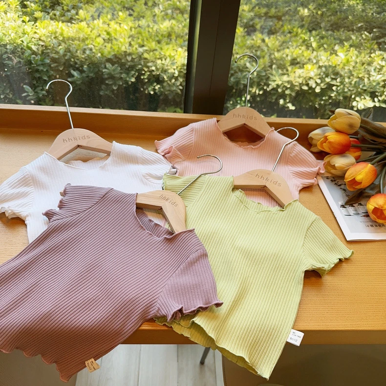 女宝宝蜜牙边短袖T恤夏季