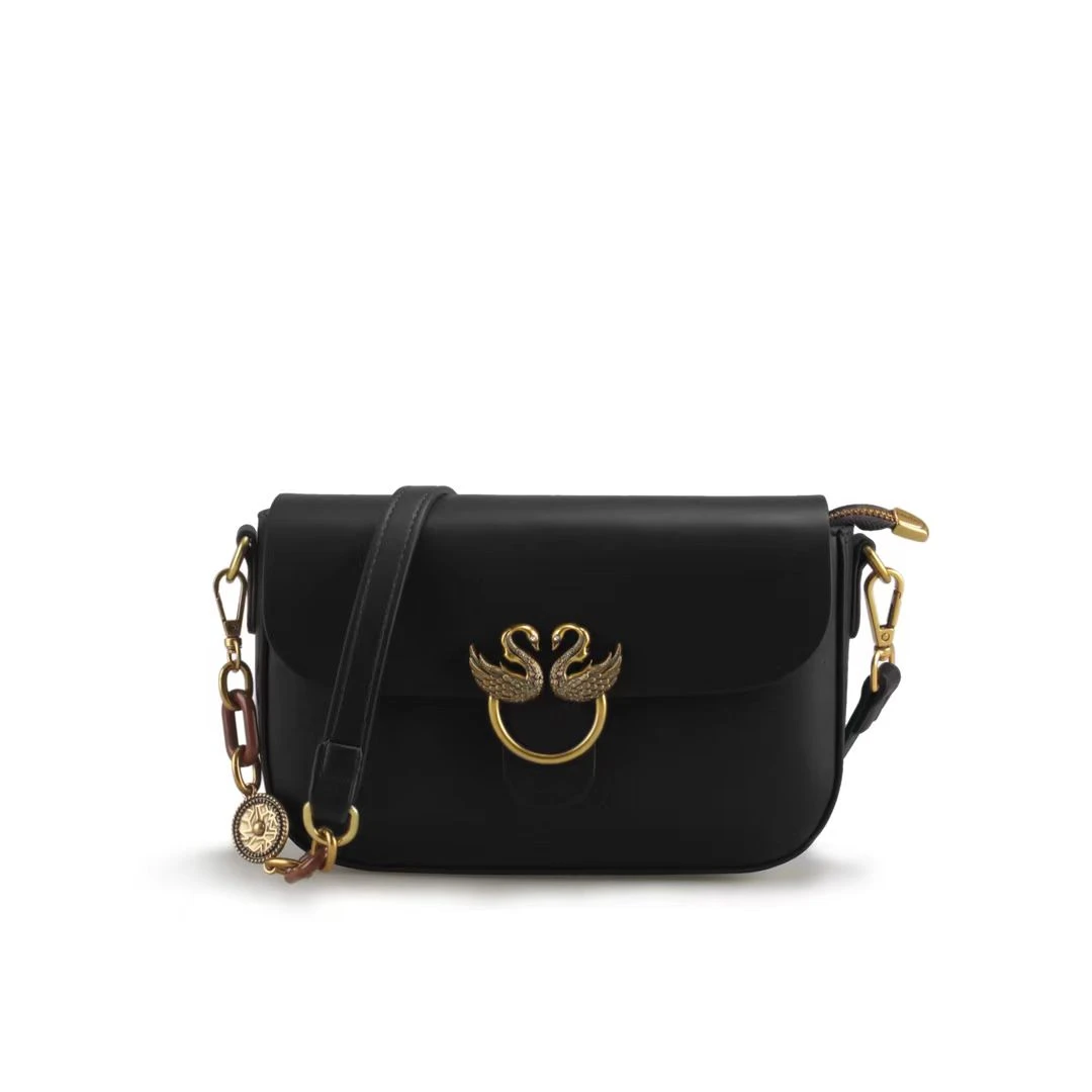 新款时尚简约经典轻奢百搭单肩斜跨女士方包W2464黑