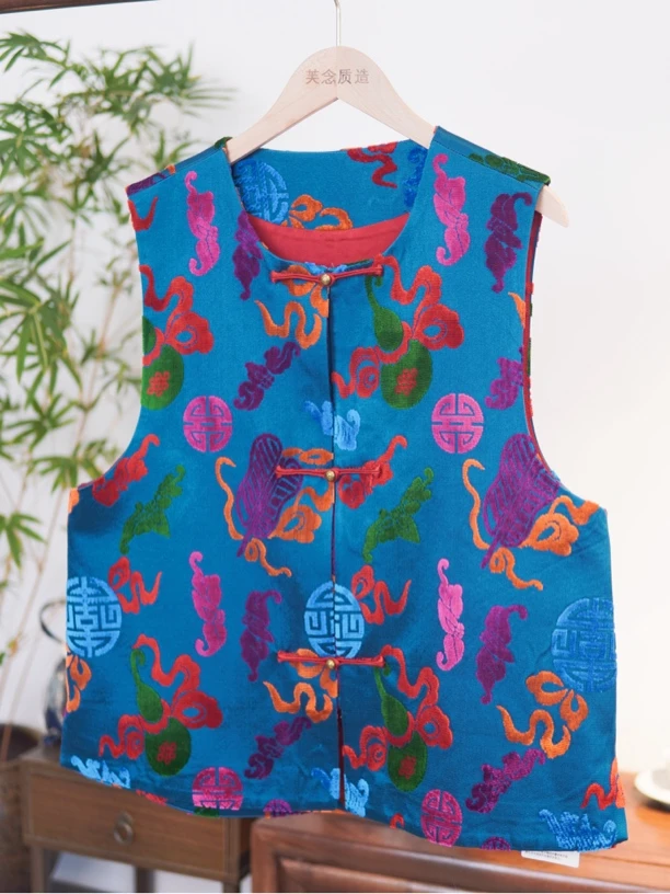 胡国平老师八宝葫芦章缎新中式马甲