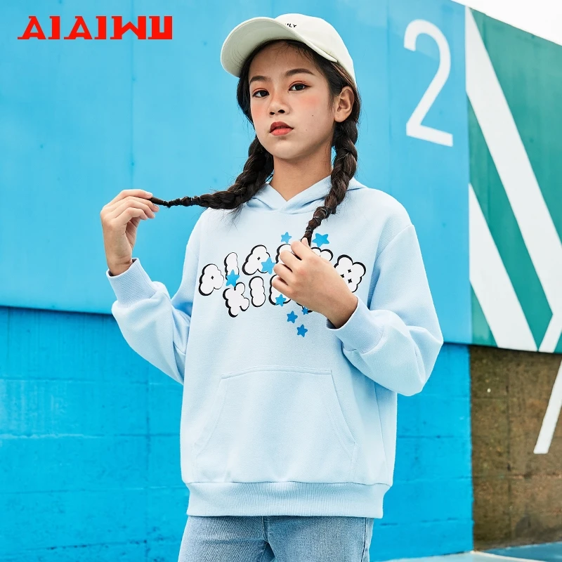 艾艾屋童装女童上衣秋季大童青年秋装休闲连帽卫衣TLAD34