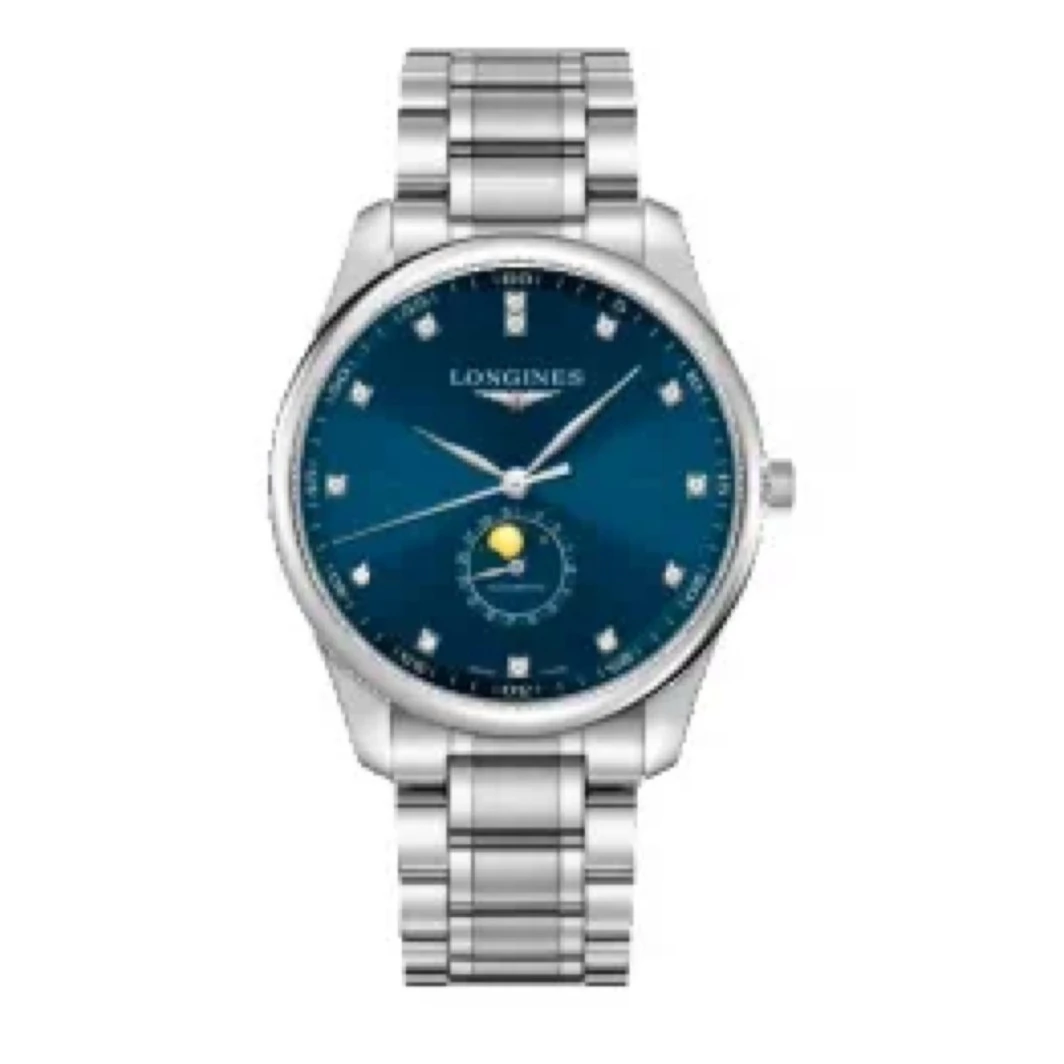 99新 Longines/浪琴 四针月相/钻刻/表径42mm/蓝盘/国行/全套