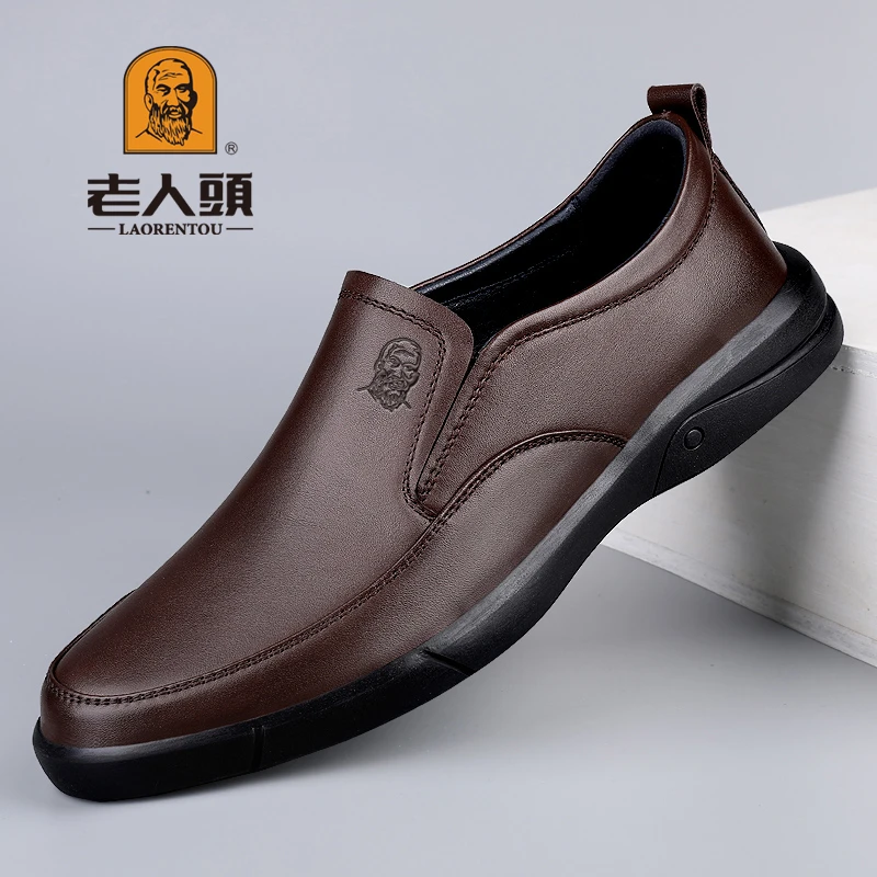 老人头休闲皮鞋男士软面中老年透气软底爸爸鞋百搭商务职场皮鞋