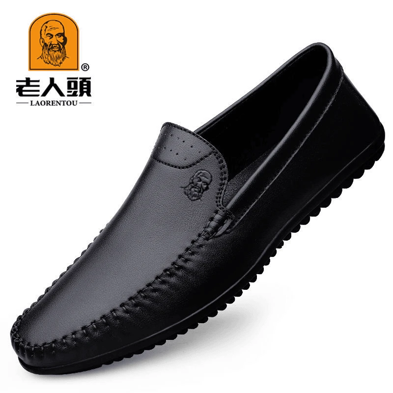老人头正品休闲皮鞋男士百搭透气软底软面商务中老年春季男休闲鞋