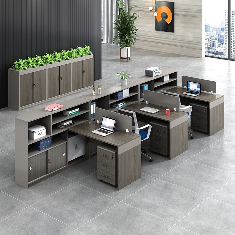 职员办公桌6人位卡座办公桌椅组合4人位员工位桌办公室桌简约现代