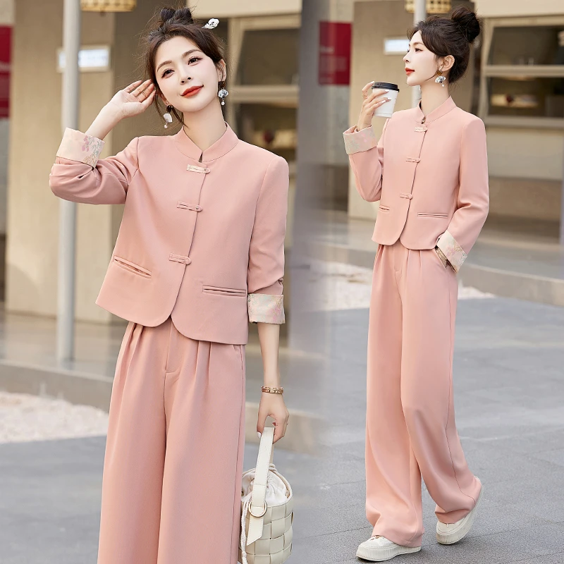新中式时尚套装女2025春秋爆款气质轻奢女神范复古盘扣显瘦两件套