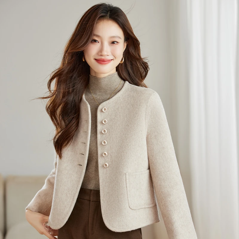 双面羊毛大衣短款女2025春秋季小香风休闲时尚百搭洋气显瘦外套潮
