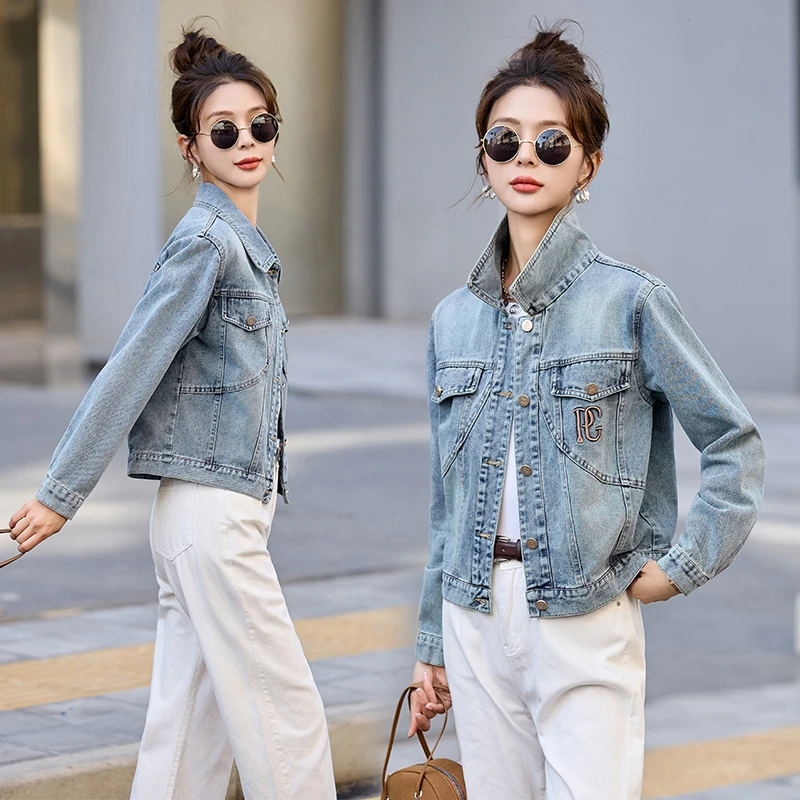 短款牛仔外套女2025秋季新款高级感小个子复古休闲正肩夹克上衣潮