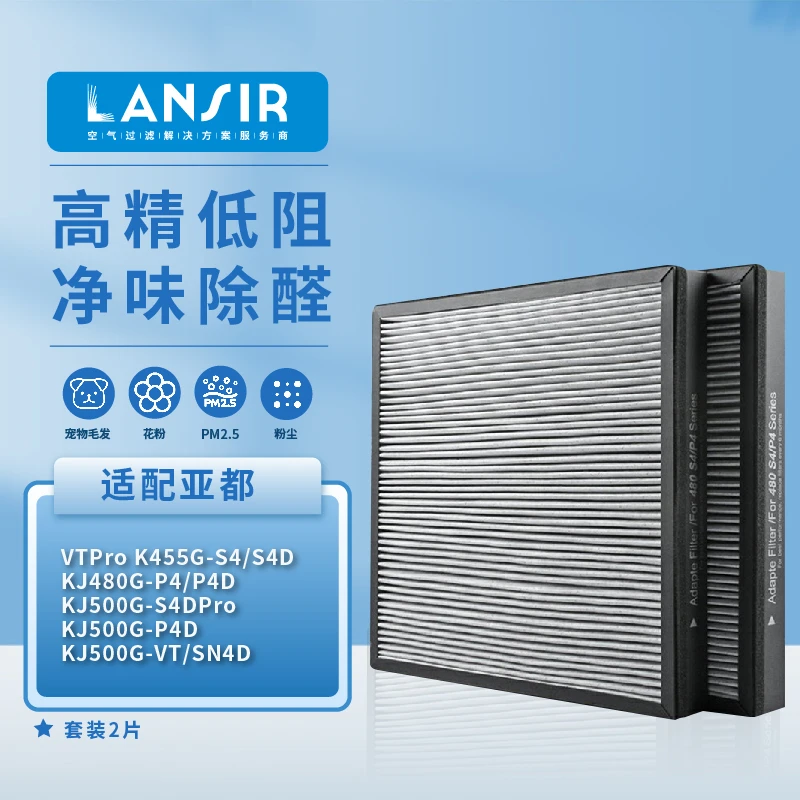 LANSIR适配亚都空气净化器过滤网KJ480G-P4/P4D/KJ455-S4/S4D滤芯