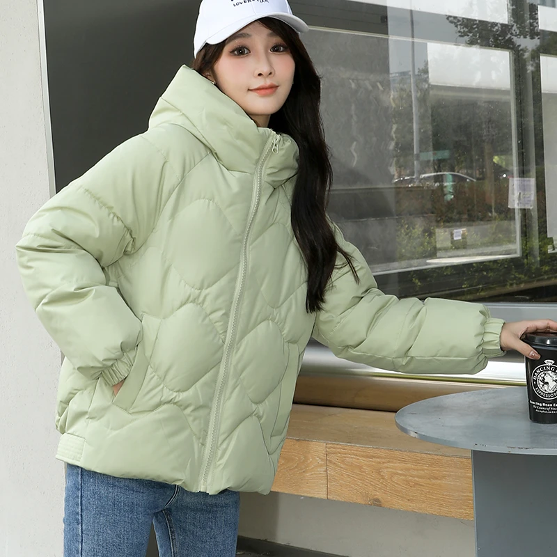 2024秋冬新款时尚韩版加厚连帽面包服小个子显瘦学生棉袄外套ins