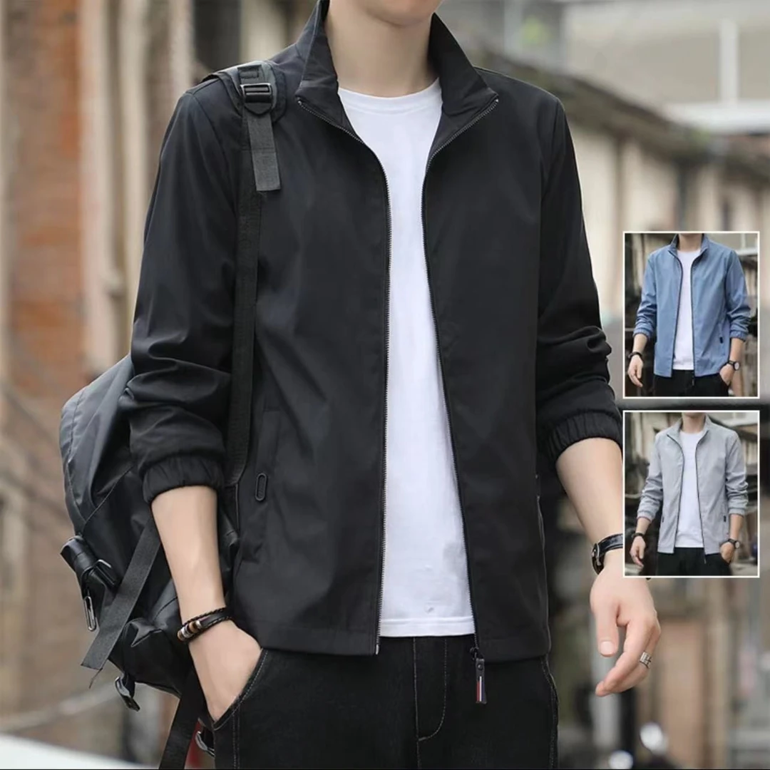 辰先生男士2025春秋新款夹克休闲百搭帅气宽松简约风翻领上衣外套