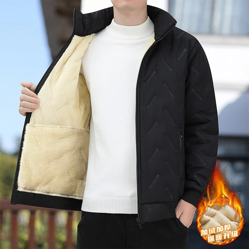 棉衣秋冬款男生加绒加厚休闲外套百搭保暖防风立领男款大码棉服