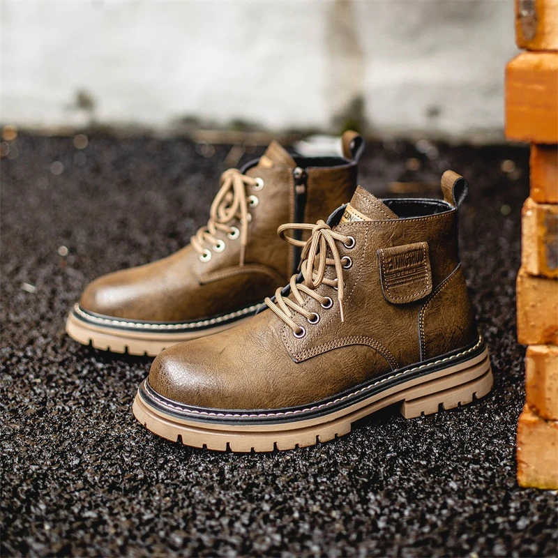 软牛皮秋季工装中帮复古英伦马丁靴2024年秋季爆款情侣户外登山鞋