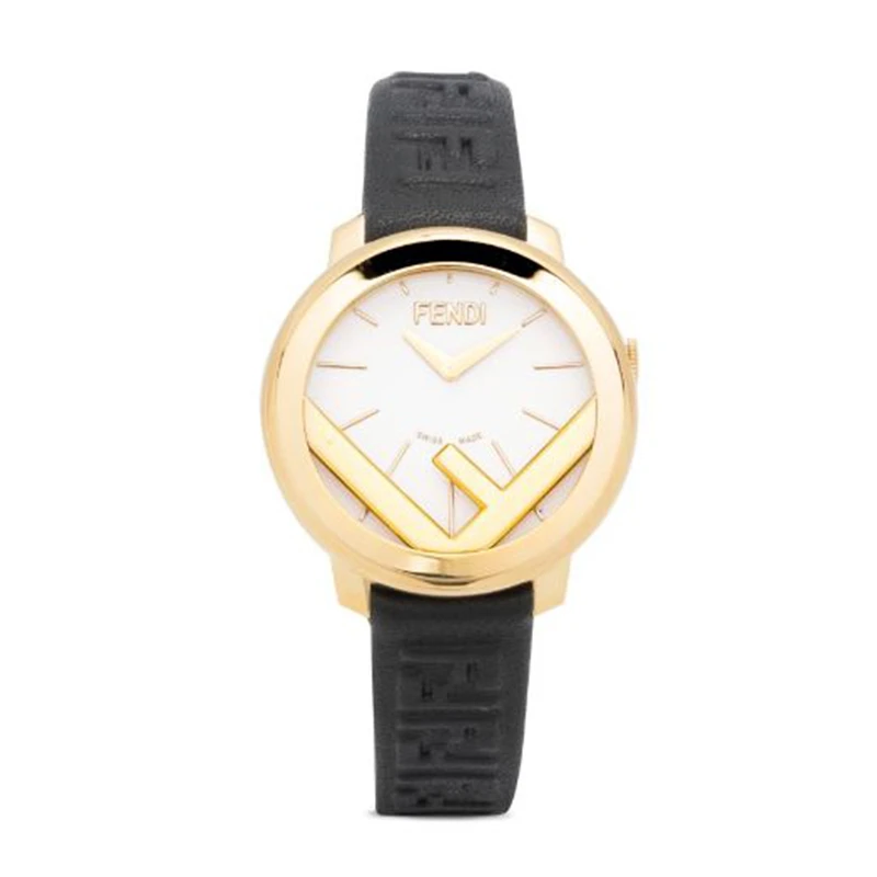 Fendi/芬迪 黑色牛皮表带logo简约轻奢腕表FOW974A2YGF0QZ1