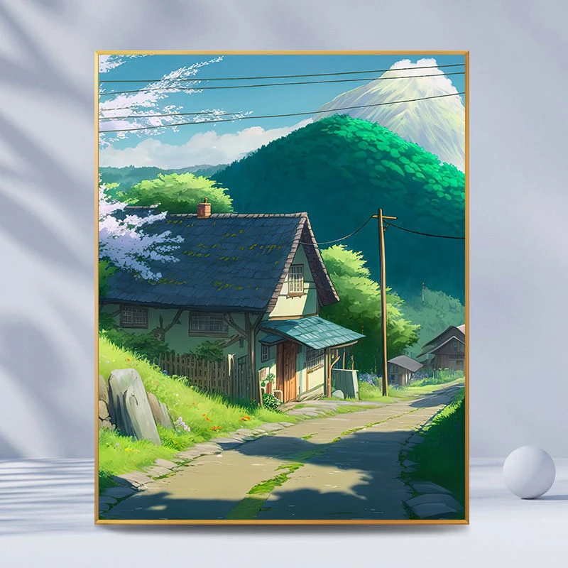 宫崎骏动漫小屋diy数字油画手工填色手绘涂色唯美轻奢装饰填充画