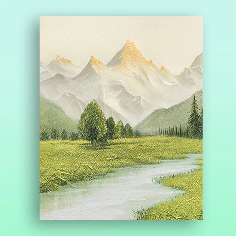 日照金山风景数字油画高级感客厅手工涂色装饰画大数字油画填色