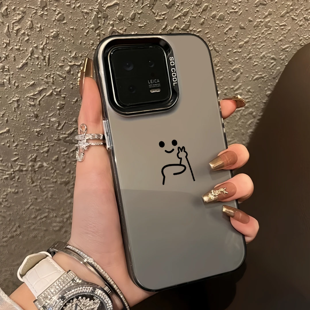 趣味小人比耶适用于苹果15手机壳iphone14个性13promax12防摔11软
