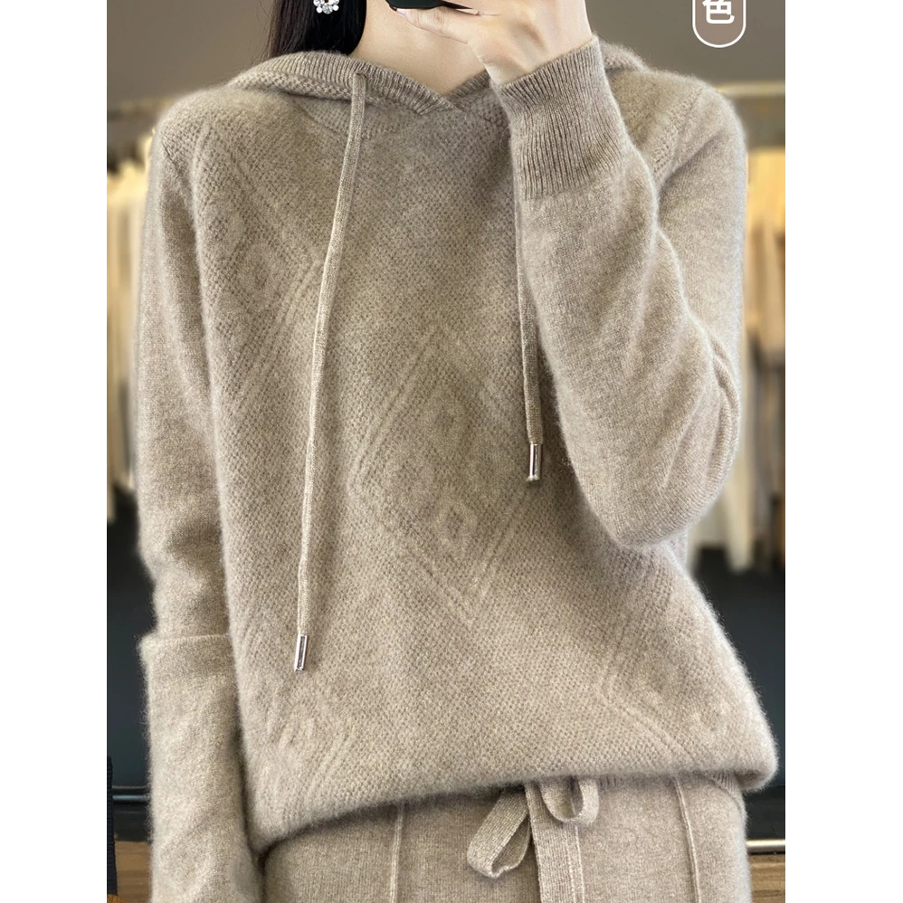 【D&Q STUDIO】菱形帽衫百搭带帽秋冬羊毛衫