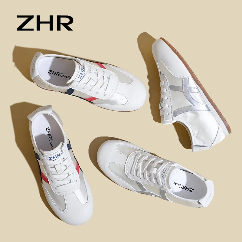 ZHR/则则平底休闲鞋2024夏季软底时尚百搭学生防滑系带运动鞋女鞋