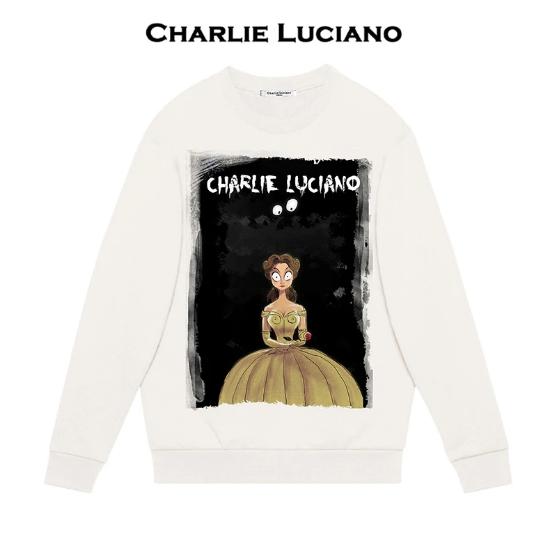 Charlie Luciano潮牌印花卫衣秋冬情侣宽松百搭连帽衫