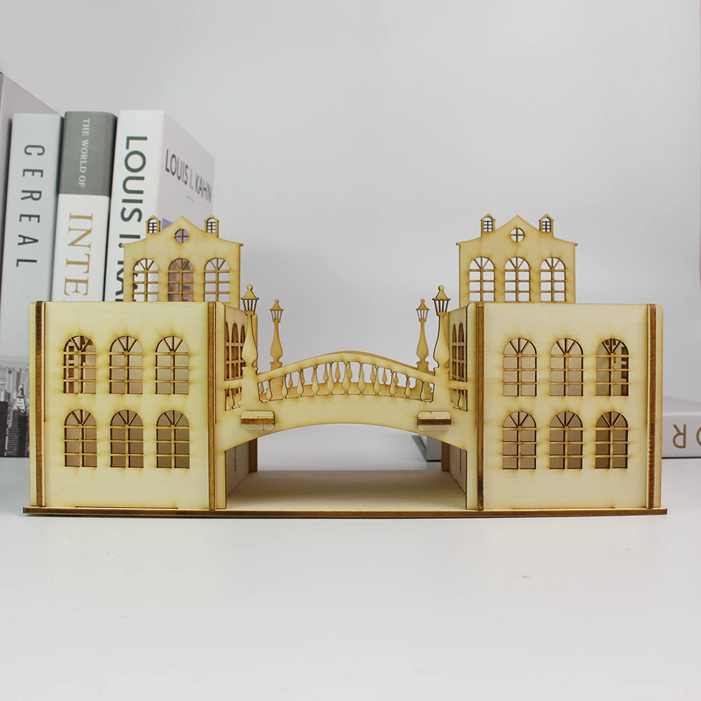 立体拼图城堡笔筒木质手工DIY拼接玩具建筑小屋模型桌面摆件礼物