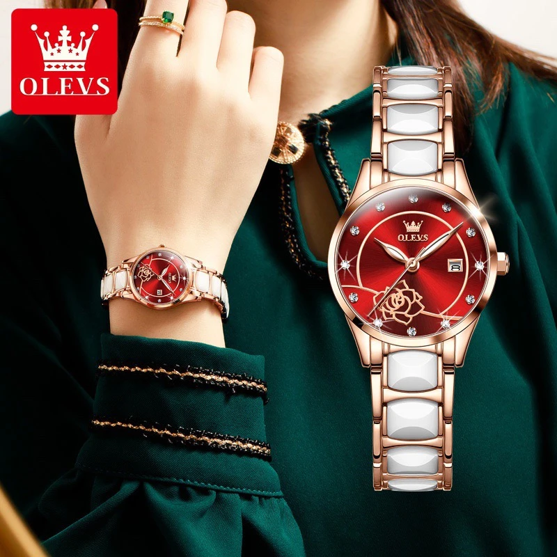 瑞士认证品2025新款女士手表机械轻奢气质陶瓷带防水夜光时尚名表