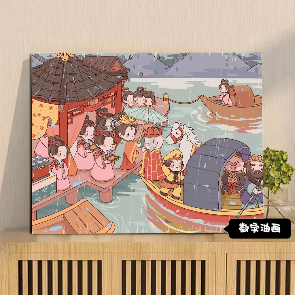 【名著系列】原创授权9代背板diy数字油画手工填色古风人物丙烯油画