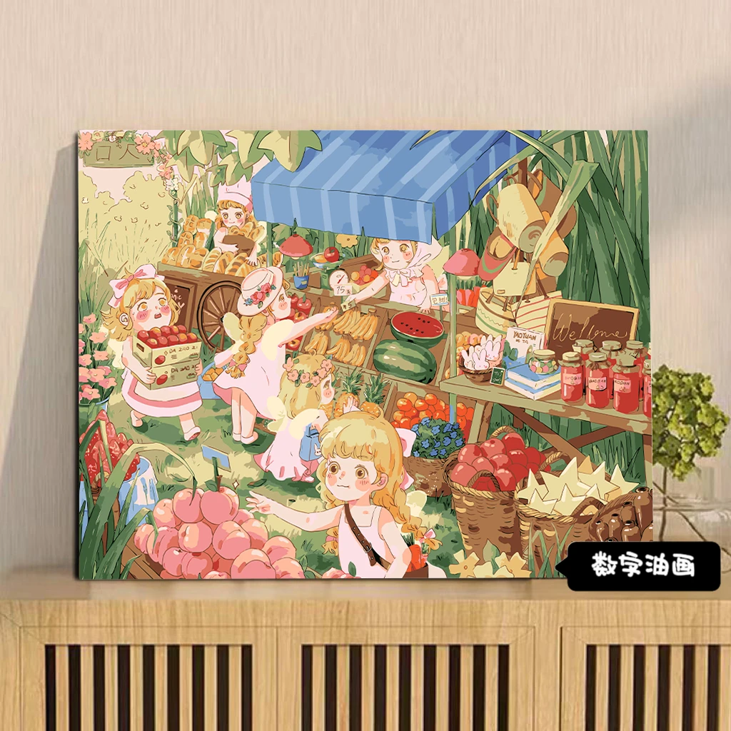 【栩栩不多作品】插画数字油画diy艺术手绘填色可爱系列丙烯装饰画