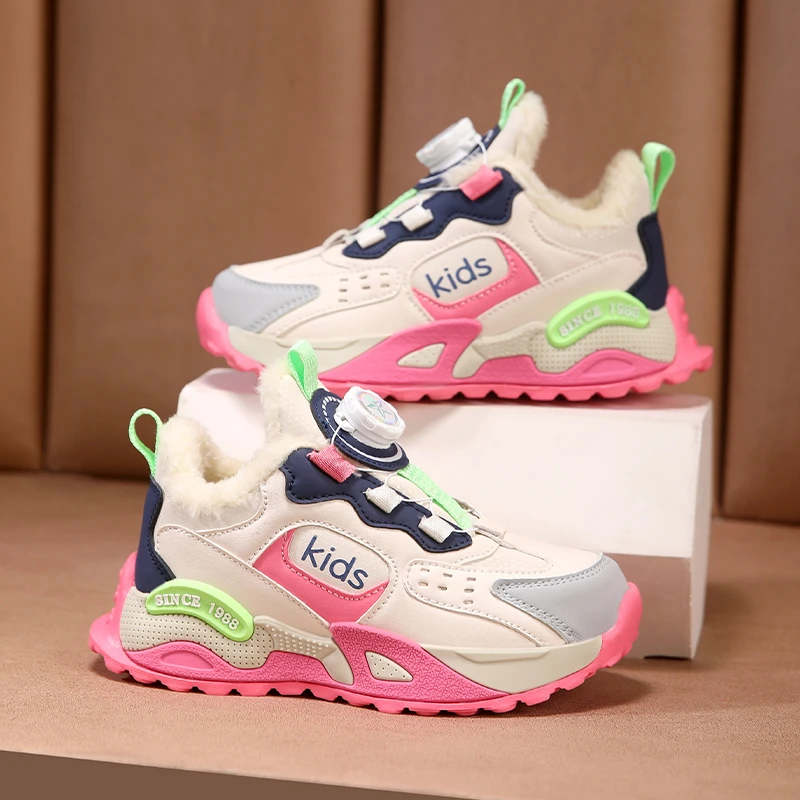 ABC女童鞋子2024秋冬季新款加绒加厚保暖大棉鞋中大童儿童运动鞋