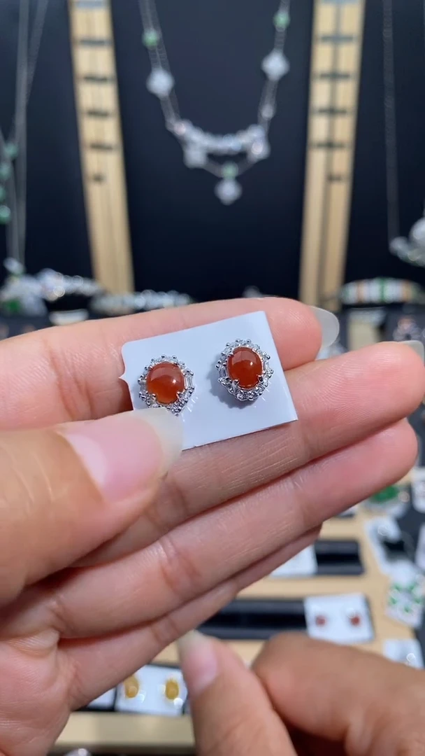 【闪购商品】翡翠耳饰银S925镶嵌1