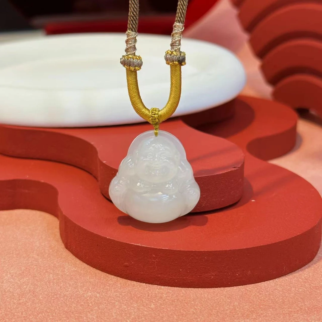 编绳30*28mm高货白玉佛HNZ7287