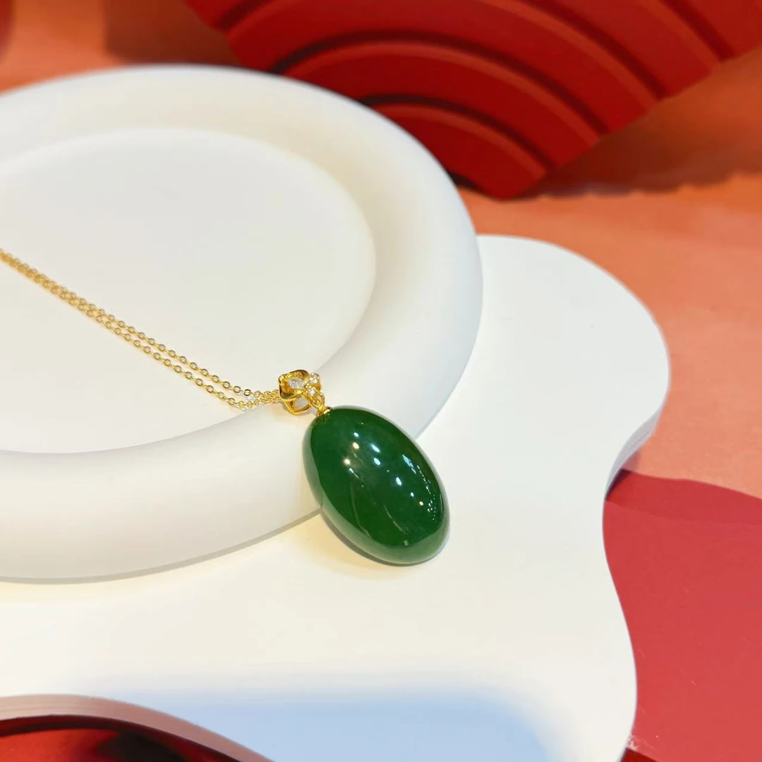 S925银镶嵌30*20*7mm碧玉大旦面HNZ8039