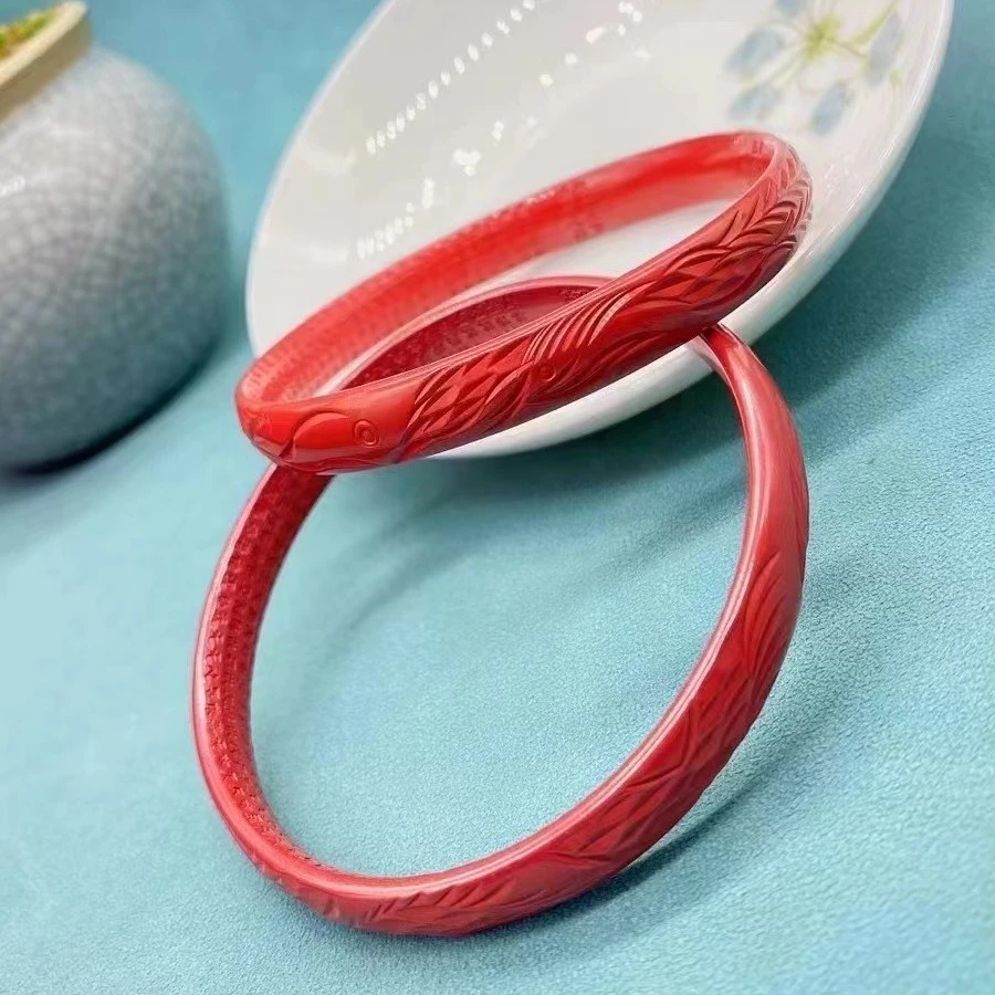 天然辰砂朱砂有凤来仪心经手镯（发其一只）HNZ4092