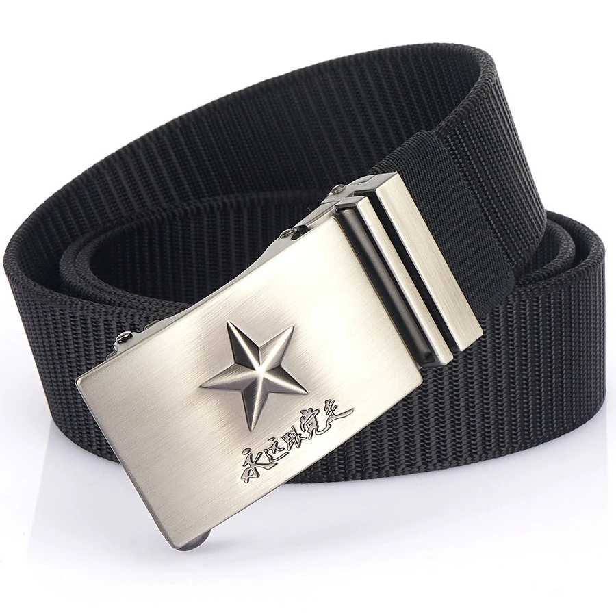 战术训练帆布腰带自动扣皮带解放军迷彩多功能尼龙裤带军训裤腰带