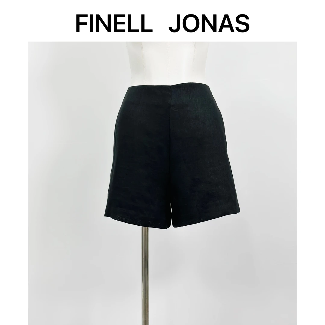 Finell Jonas新款时尚女装百搭简约宽松显瘦亚麻短裤