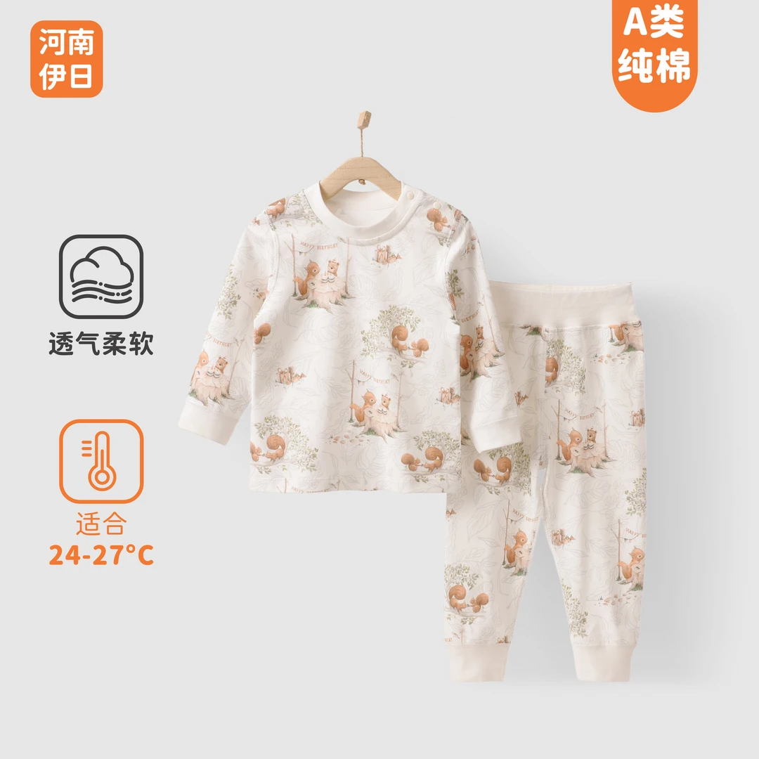 儿童睡衣春秋款纯棉数码印婴儿分体套装护肚宝宝家居服重要两件套